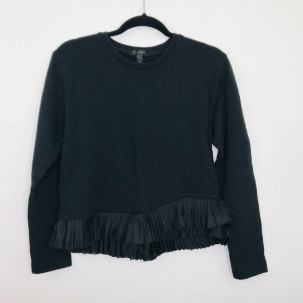 J. Crew Ruffle Hem Sweater Black Size Small